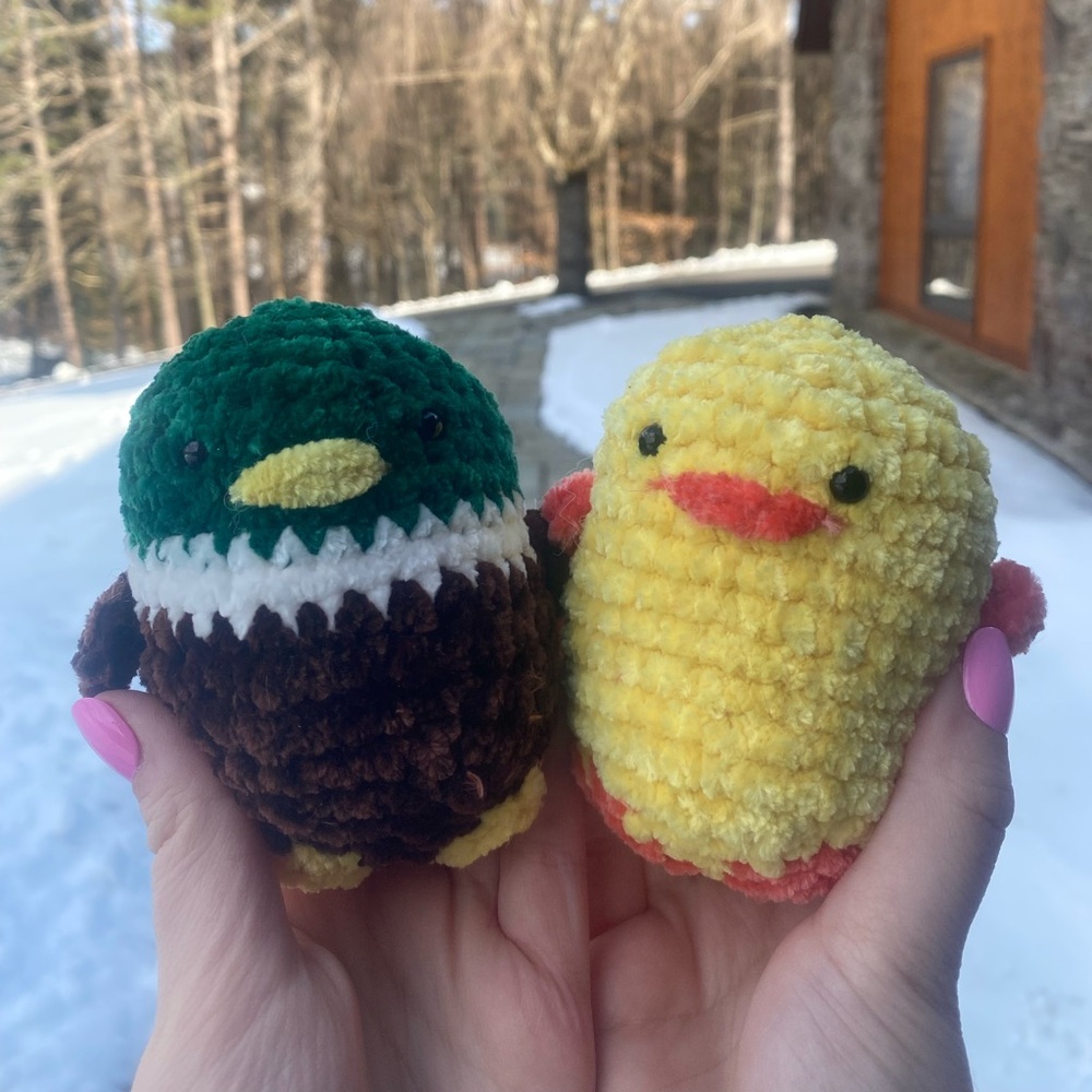 Handmade crochet ducks